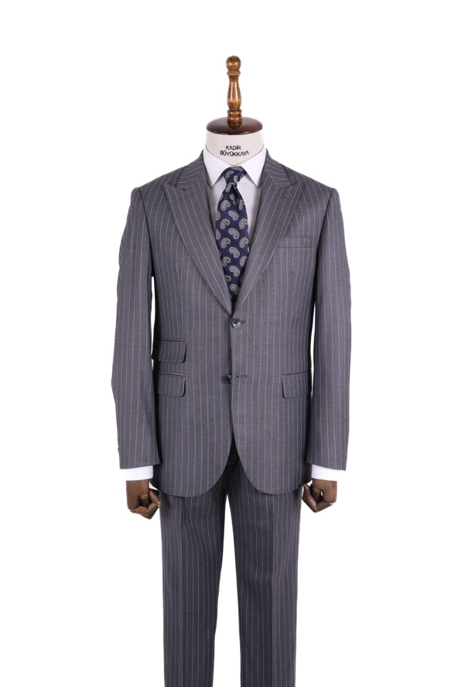 Pileli Takım Elbise - Gri