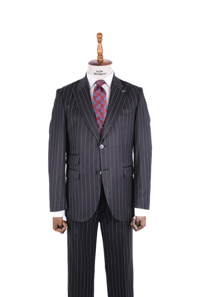 Pileli Takım Elbise - Siyah