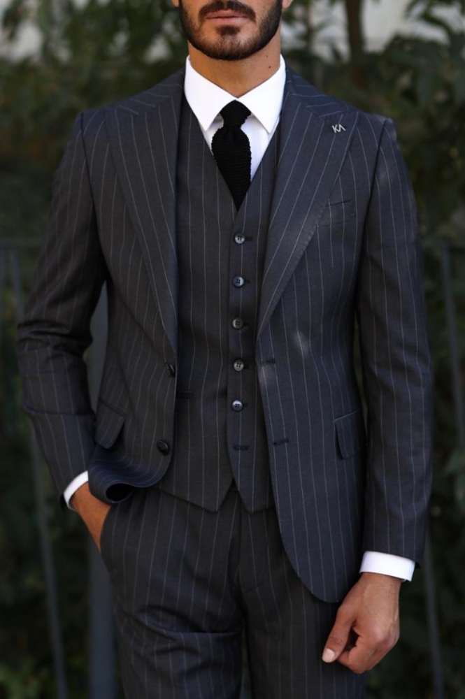 Yelekli Takım Elbise - Gri