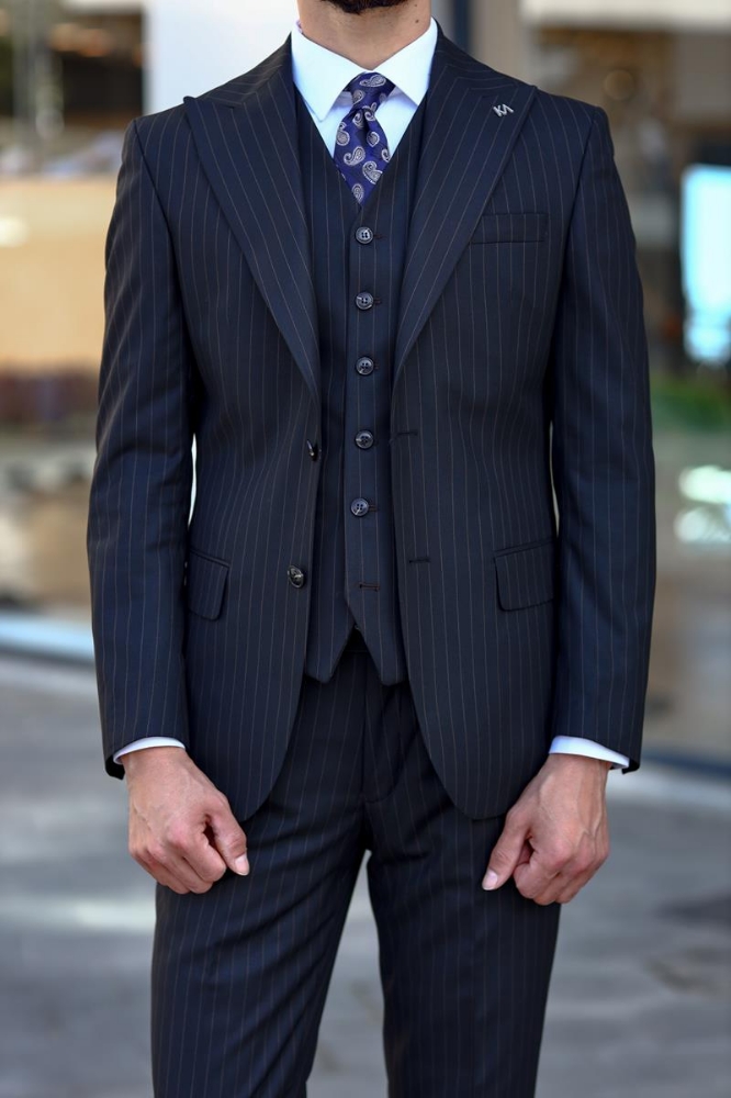 Yelekli Takım Elbise - Siyah