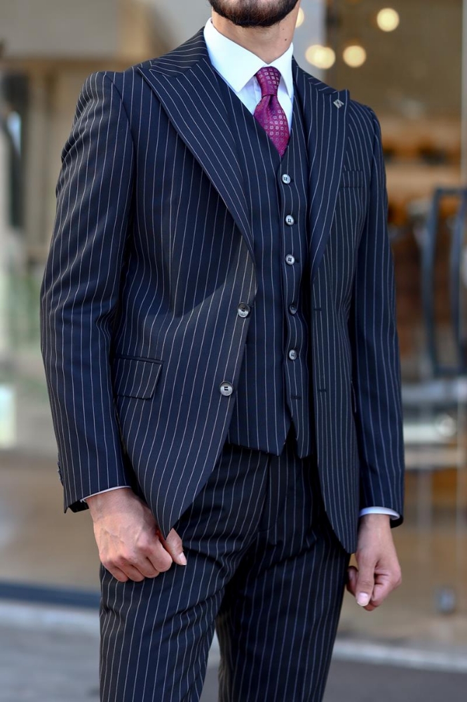 Yelekli Takım Elbise - Siyah