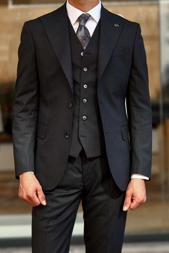 Yelekli Takım Elbise - Siyah