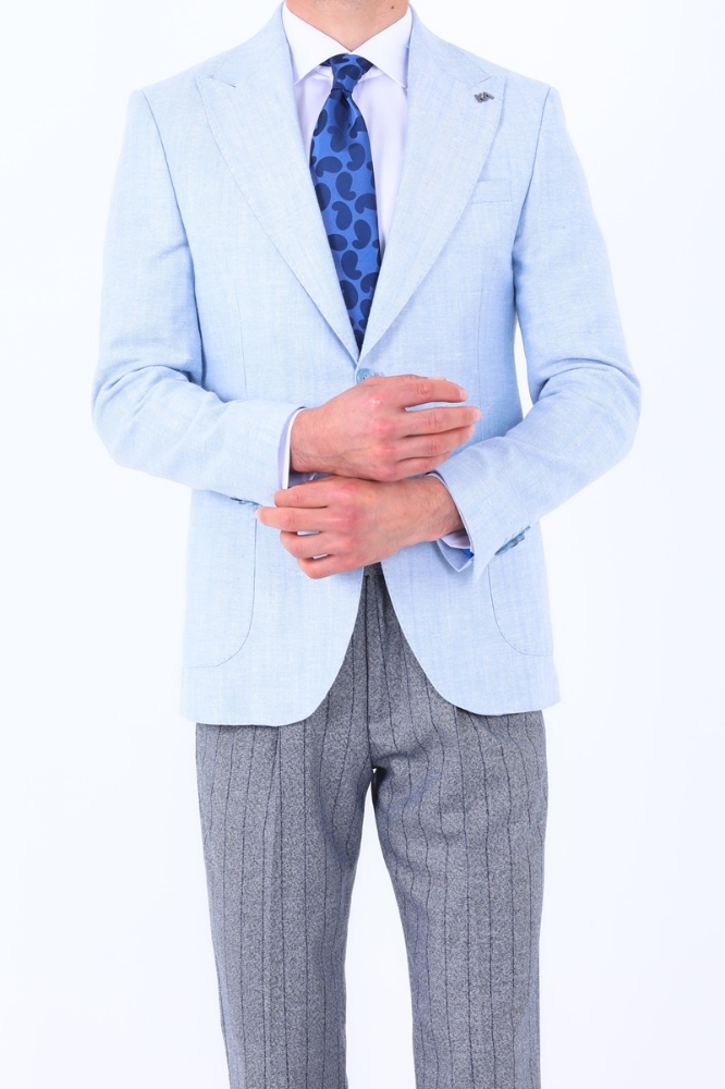 Slim Fit Ceket - Mavi