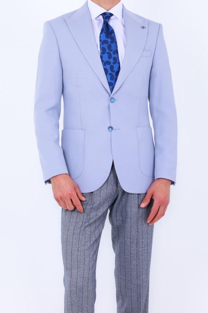 Slim Fit Ceket - Mavi