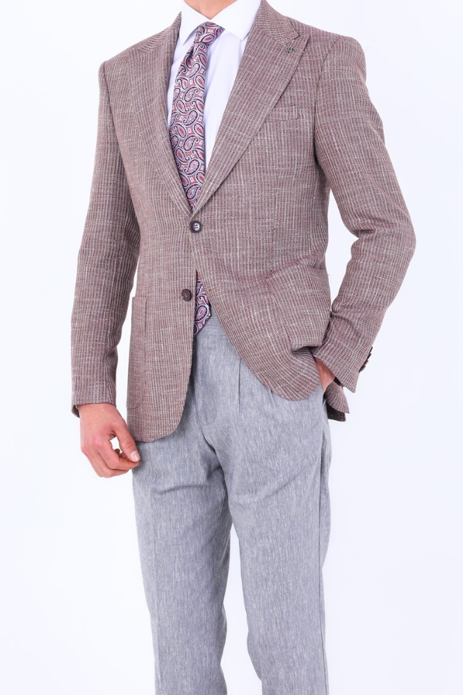 Slim Fit Ceket - Bordo