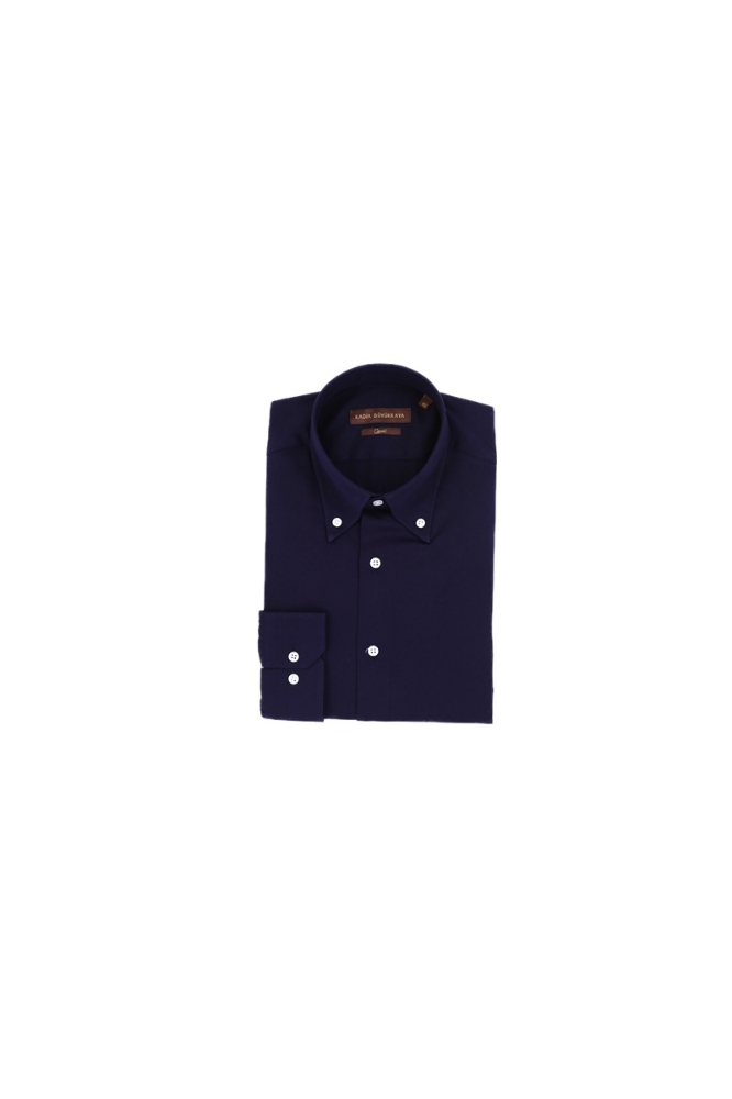 Yaka Düğmeli Gömlek - Lacivert